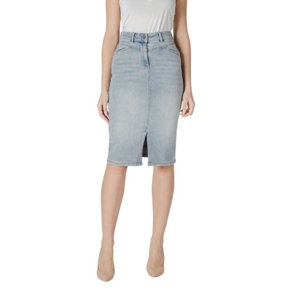 Morgan De Toi Blue Cotton Long Women's Skirt